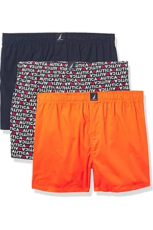 Nautica Bokserki męskie (3 sztuki), Peacoat/Tropic Orange/ nadruk logo, M