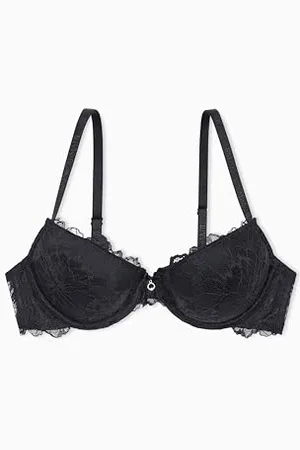 Emporio Armani Damski wieczny koronkowy biustonosz push-up zdejmowane wkładki czarne 32, , 32 / B
