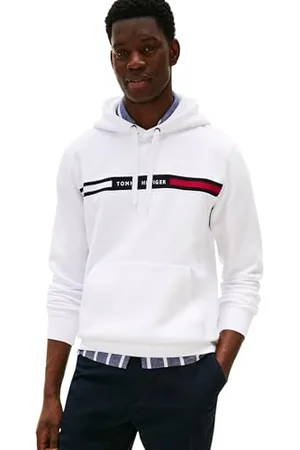 Tommy Hilfiger Męska bluza z kapturem HILFIGER CHEST INSERT MW0MW37361, biała (biała), XS, , XS