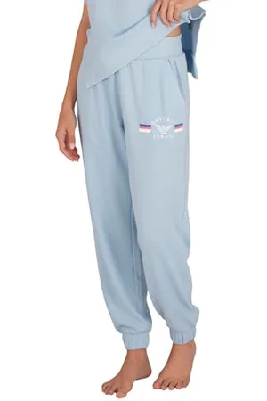 Emporio Armani Damskie lekkie spodnie frotte z mankietami niebieskie XS, , XS