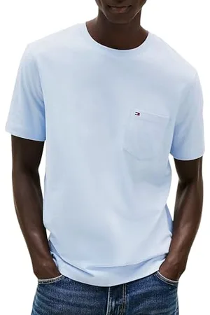 Tommy Hilfiger Męska koszulka ESSENTIAL SOLID POCKET MW0MW37283 S/S T-Shirt, niebieska, XL, , XL