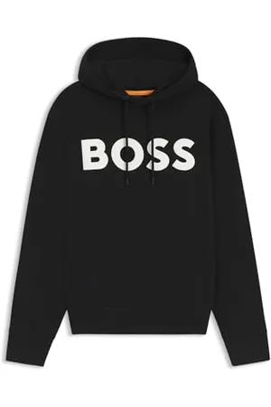HUGO BOSS Męska bluza z kapturem Webasic o luźnym kroju z bawełny frotte z dużym logo, czarny1, M