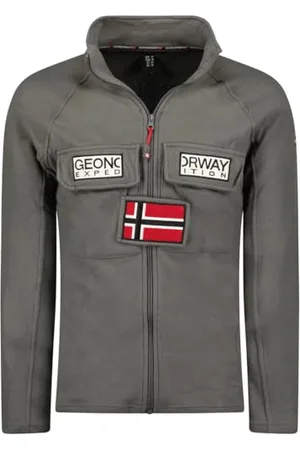 Geographical Norway Tantouna Men fz cienki polar męski ciepły zamek błyskawiczny - kurtka jesienno-zimowa ciepła męska - długi rękaw sweter futrzany miękki komfort na zewnątrz (szary_ciemnoL),