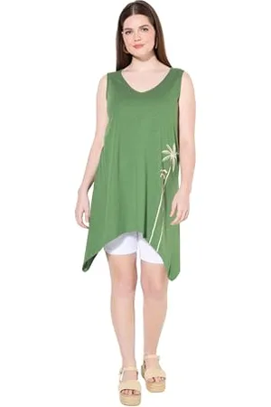 Ulla Popken Damski duży rozmiar, duże rozmiary, plus size, obszycie, dekolt w serek, bez rękawów, bawełna ekologiczna, , 50-52