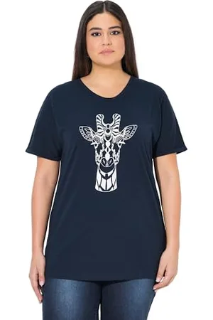 Ulla Popken Damski duży rozmiar, duże rozmiary, plus size, t-shirt z nadrukiem zwierzęcym, oversize, , 62-64