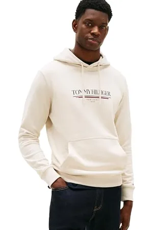 Tommy Hilfiger Męska bluza z kapturem BRAND LOVE HILFIGER MW0MW40534, beżowy (gazetowy), S, , S