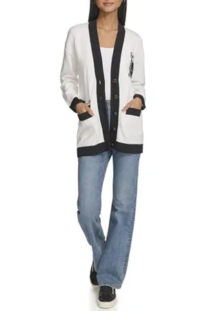 Karl Lagerfeld Damski kardigan z logo Varsity z naszywkami Marled, , S