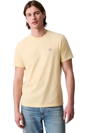 Calvin Klein Jeans Męska koszulka SS Badge 30S Classic TEE LV04RC272G Tees, żółta (światło słoneczne), L, , L
