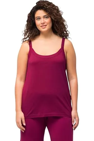 Ulla Popken Duże rozmiary damskie duże rozmiary do 62+, Basic-Top, Spaghetti-Top, top na ramiączkach z wąskimi ramiączkami, jednokolorowa koszula na ramiączkach, Slim Fit, 704930, , 50