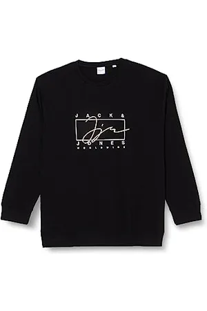JACK & JONES Męska bluza Jorsplash Sweat Crew Neck Pls Bluza, czarna, 4XL