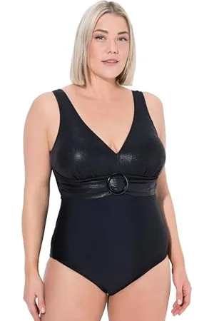 Ulla Popken Damski duży rozmiar plus size kostium kąpielowy Laura, DG, pierścionek, , 46-48