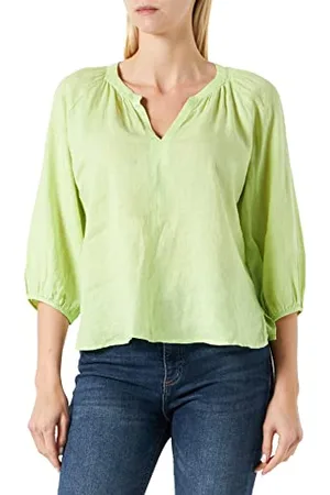 Gerry Weber Damska bluzka lniana z rękawami 3/4 z rękawami balonowymi 3/4, rękawy balonowe, raglanowe rękawy jednokolorowe, , 38