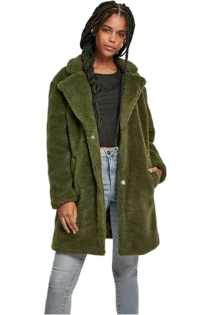 Urban classics Damska kurtka zimowa damska oversized Sherpa Coat, płaszcz z haczykami i zapięciem na przelotkach, rozmiar XS do 5XL, , 4XL Duże rozmiary