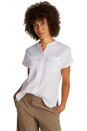Tommy Hilfiger Damska bluzka ESS Linen bez kołnierza S/S, WW0WWWW44715, , 34