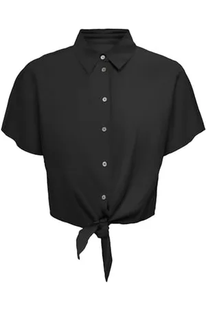 ONLY Onljakiri Linen S/S Knot Shirt Ptm, , XS