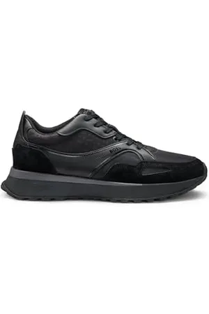 HUGO BOSS Męskie buty sportowe Jonah Runn Mixed-Material z siatki i skóry, , 39 EU