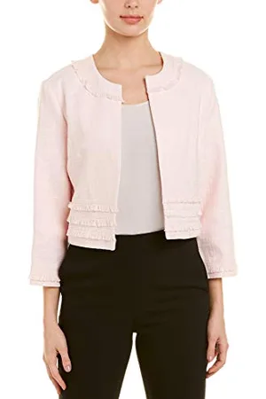 Karl Lagerfeld Front; desk; casual; wear; store; ros; attire; global; blazer; dinner; womens; pink; work; tweed; ld6r2120