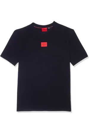 HUGO BOSS BOSS by męski prążkowany okrągły dekolt Regular Fit Center Logo T-Shirt, kruk czarny, XL