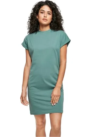Urban classics Damska sukienka damska z bawełny z nadrukiem na rękawie, , 4XL