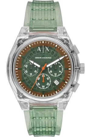 Armani Exchange Męski analogowy zegarek kwarcowy z poliuretanową bransoletką AX4165, zielony