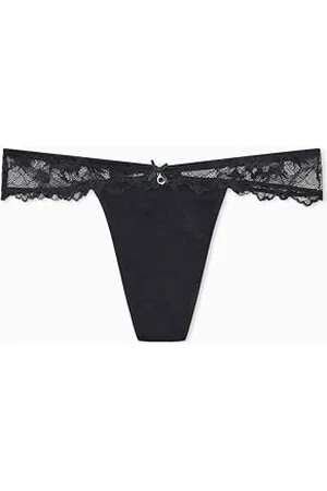 Emporio Armani V-brazylijskie majtki dziecięce, czarne kwiaty, duże damskie, , L
