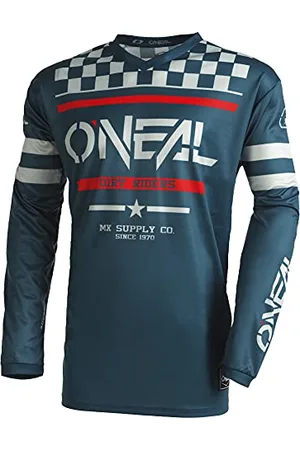 Oneal | Long Sleeve Motocross Jersey | MX Enduro | Wyściełane łokcie, V-neck, oddychająca | Element Jersey Squadron V.22 | Dorośli | Petrol Grey | Rozmiar M
