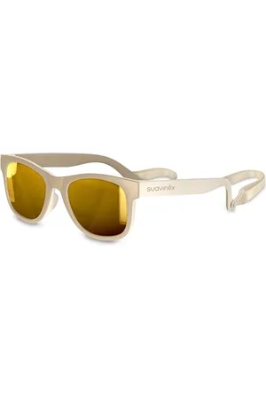 Suavinex Okulary przeciwsłoneczne dla dzieci w wieku 2-3 lat, okulary polaryzacyjne z filtrem UV 400, w 100% ochrona UVA i UVB, CAT 3, z etui i opaską na głowę, bardzo elastyczne i lekkie, beżowe