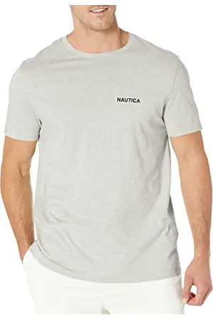Nautica Męska koszulka z krótkim rękawem Solid Crew Neck, szary (Grey Heather), XL
