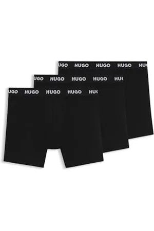 HUGO BOSS Męskie bokserki, bokserki, bokserki, trójpak, bawełniane, z paskami z logo, , XS