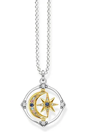 Thomas Sabo Damski naszyjnik z wisiorkiem, gwiazdą i księżycem, złoty 70 cm