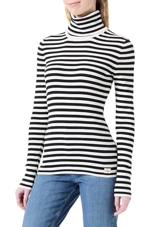 Calvin Klein Jeans Damski sweter z tkaną etykietą z rolką J20J224225, sweter, biały, L, , L