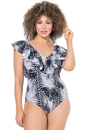 Ulla Popken Damski duży rozmiar plus size kostium kąpielowy Petra, Volants, Mamba, , 46