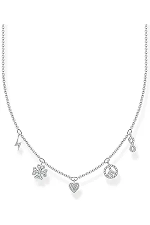 Thomas Sabo Damen Halskette mit Symbolen 925er Sterlingsilber mit Zirkonia, Länge: 38cm - 42cm, KE2123-051-14-L42V