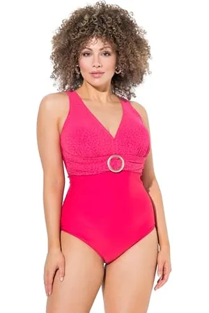Ulla Popken Damski duży rozmiar plus size kostium kąpielowy Laura, DG, struktura, , 50-52