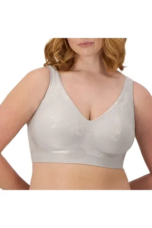 Bali Comfort Revolution Wireless Bra, Full-Coverage Wireless Bra, Moisture-Wicking Wirefree Bra, Our Best T-Shirt Bra for DD, Crystal Grey Aztec, Small