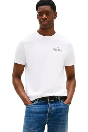Tommy Hilfiger Męska koszulka Hilfiger Stack TEE MW0MW39355 S/S, biała (biała), XXL, , XXL