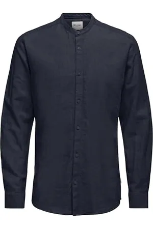 Only & Sons ONSCAIDEN LS SOLID Linen Mao Shirt NOOS, , L
