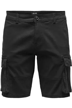 Only & Sons ONLY&SONS men cargo shorts pants casual summer trousers knee-length leisure trousers, Colours: , Size:XL