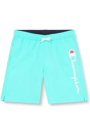 Champion Legacy Icons Beachshorts B - Crinkle Taslon Kontrast Logo Kostium Spodnie, Zielony Akwamaryn, 9-10 lat dzieci i młodzieży SS24, , 9-10 lat