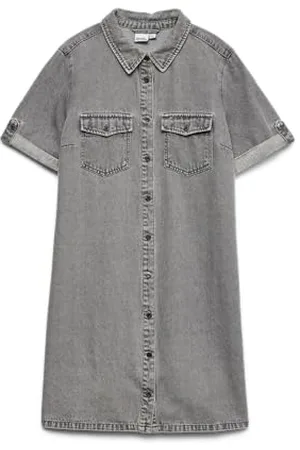 VERO MODA Damska sukienka dżinsowa Vmjennie Ss Short Mix Noos, Średni szary dżins, XS