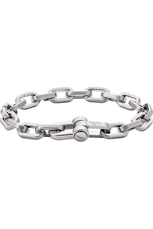 Emporio Armani Męska bransoletka ze stali szlachetnej z zapięciem na karabińczyk, suwak lub magnes, , L: 185MM, W: 13MM