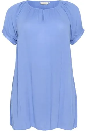 Kaffe Plus Size damskie Tunic krótkie rękawy z okrągłym dekoltem zrelaksowany krój dla kobiet, , 44/du?y rozmiar