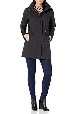 Cole Haan Damska kurtka przeciwdeszczowa z kapturem z kokardą, , XS