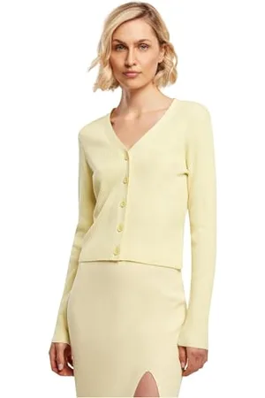 Urban classics Damski sweter z krótkim rękawem Rib Knit Cardigan, , 4XL