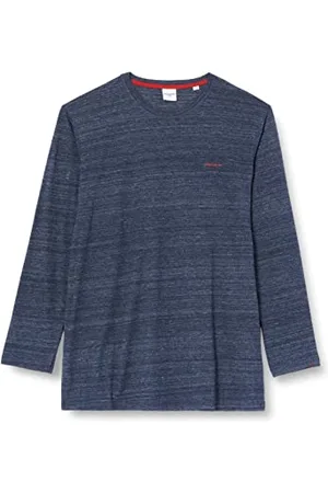 JACK & JONES JACK&JONES PLUS Męska koszulka z długim rękawem JCOBERG Tee LS Crew Neck PLS, granatowa/szczegóły: melanż, 3XL