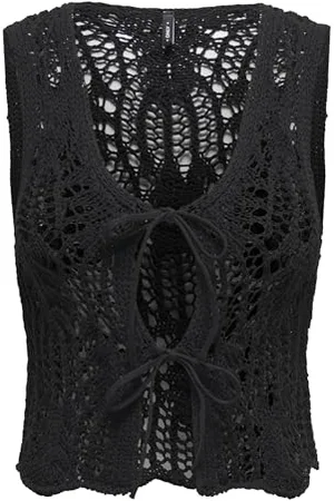 ONLY Onllizzy Life Sl Crochet Tie Vest Knt, , XS