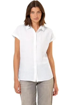 CECIL Linen_Solid Blouse White XXL, , XXL