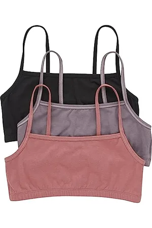 Hanes Damski biustonosz z bawełny, 3 sztuki, nieprzezroczysty, czarny/fig przyprawowy/czerwony Terra, XXL, Czarny/Figi przyprawowe/Terra czerwony, XXL