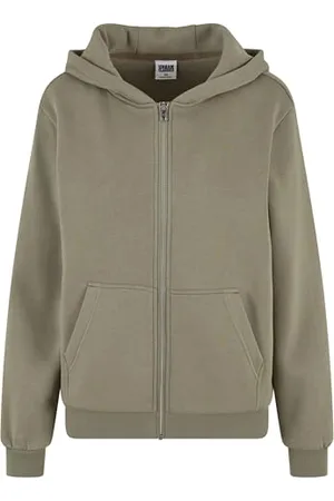Urban classics Damska bluza z kapturem, puszysta bluza z kapturem, z zamkiem błyskawicznym, luźny krój, , S