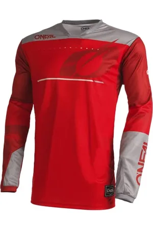 Oneal | Koszulka motocrossowa z długim rękawem | MX MTB Mountain Bike | Lekki materiał, otwory wentylacyjne wycinane laserowo, krój ErgoIngenic | Hardwear Haze V.22 | Dorośli | Czerwony Szary | S